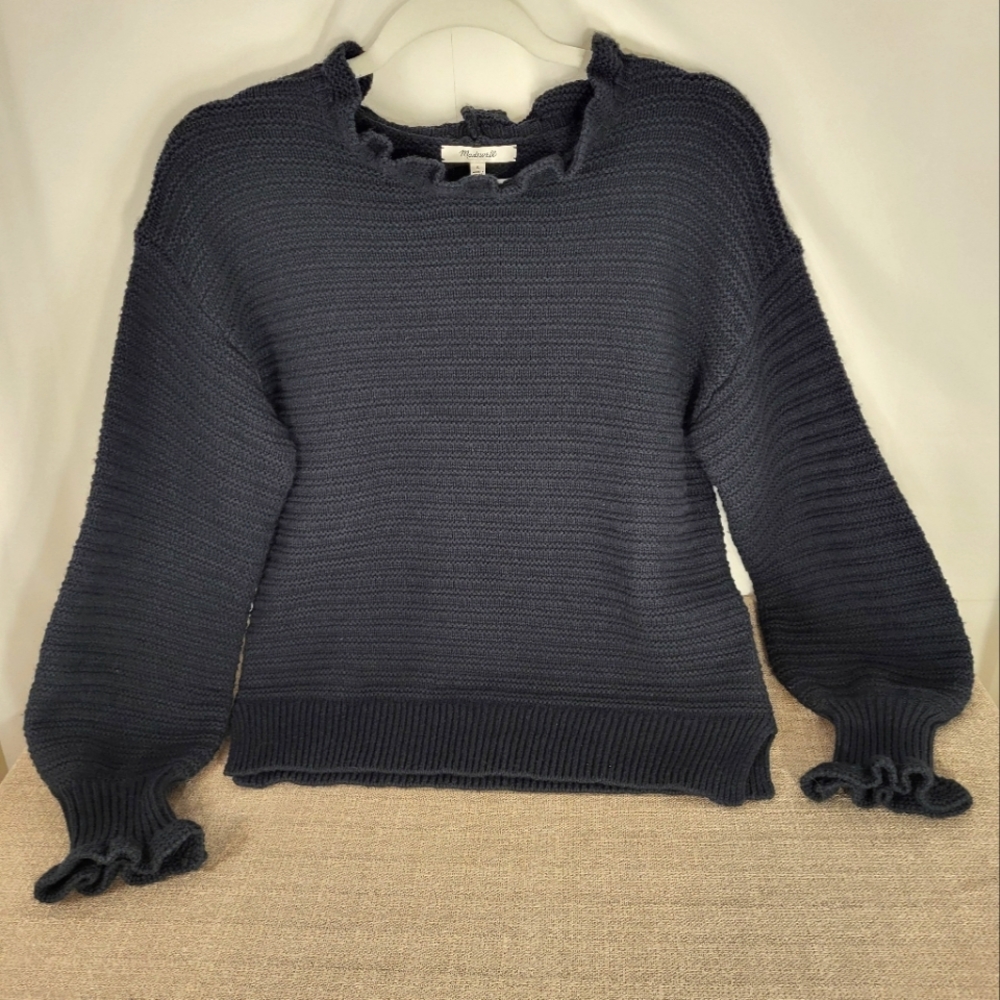 Madewell Ruffle Cotton Merino Sweater Small